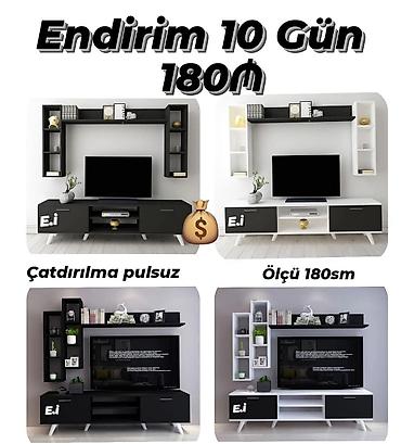 duz divanlar: TV stendi və divar rəfi dəsti - Ölçü: 180 sm - Rəng variantları — 1