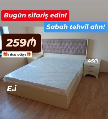 Ev üçün digər mebel: İkinəfərlik çarpayı, 2 tumba