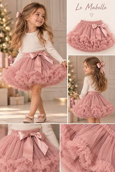 Uşaq geyimi və ayaqqabıları: Le Mabelle qız uşaq ətəyi – pudra/çəhrayı tonlarda tül tutu model 4-5 — 1