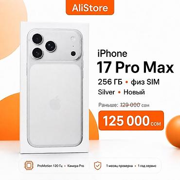 iphone 11 pr: IPhone 17 Pro Max, Новый, 256 ГБ, Серебристый, Зарядное устройство, Защитное стекло, Чехол, В рассрочку — 1