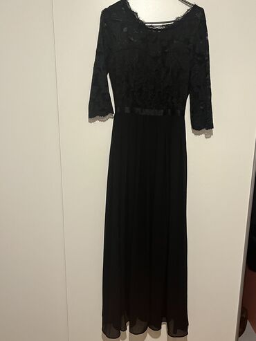 haljina poliestet duga: S (EU 36), M (EU 38), color - Black, Evening, Long sleeves
