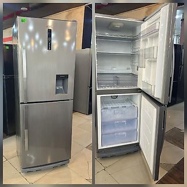 Soyuducular: İki qapılı, aşağıda dondurucu bölməsi olan inox rəngli soyuducu — 1
