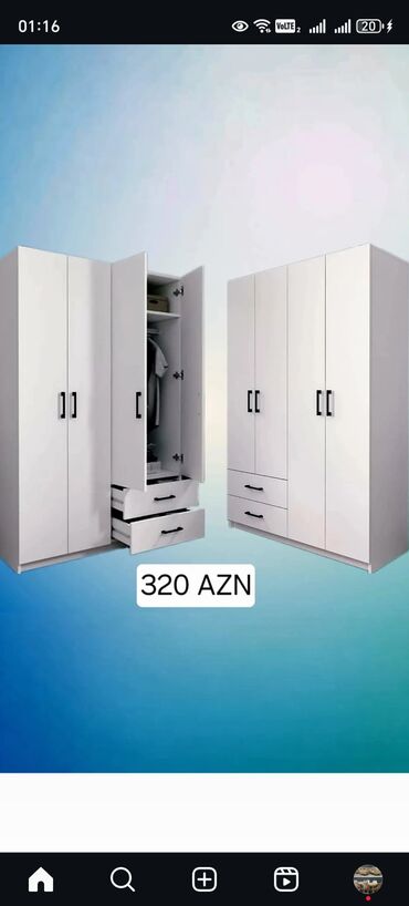 Dolablar: Yeni, Açılan, 3 qapılı Düz dolab, Qarderob, paltar dolabı, Azərbaycan — 9