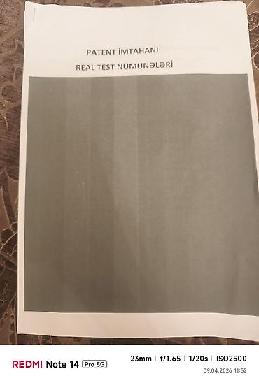 Testlər: Məhsul: “Patent İmtahanı” üçün çap olunmuş hazır vəsaitlər toplusu — 5