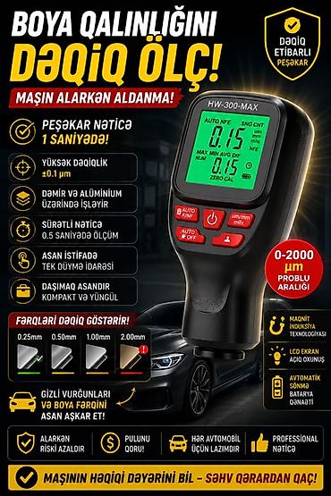 avtomobil boyaları: Avtomobil boyasının qalınlığını dəqiq ölçən cihaz – HW-300-MAX - — 1