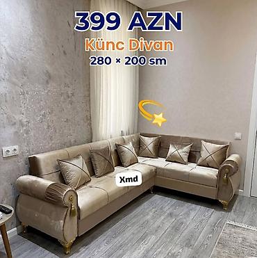 künc kabinet: Künc Divan – 280 × 200 sm - Rahat L formalı dizayn, məkan qənaəti — 1