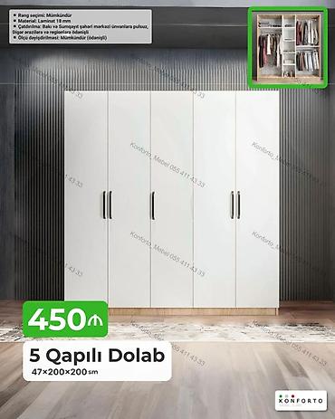 Dolablar: 5 qapılı paltar dolabı - Ölçü: 47×200×200 sm - Material: 18 mm — 1