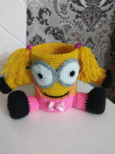 Qələm qabları: Karandaş qabı Minyonəl işidir . Ручная вязка карандашница Миньон, на — 5