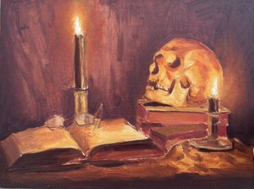 портреты на холсте бишкек: Картина маслом «Натюрморт с черепом и свечами» холст на подрамнике