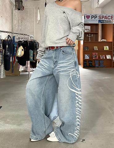 Джинсы, Бэгги, Китай, Средняя талия, L, S, M