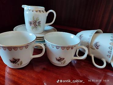 nabor hacar: Çay dəsti, rəng - Ağ, Farfor, 6 nəfərlik, Almaniya — 6