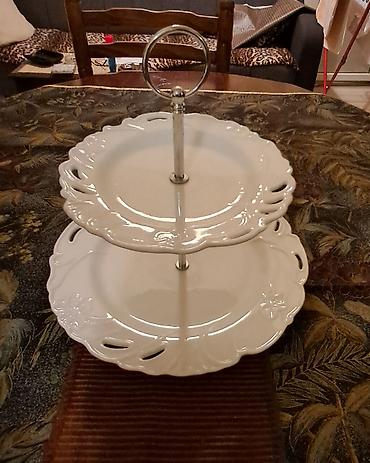 harmonika tenda: Dvospratna etažera za posluživanje - Materijal: porcelan/keramika u — 1