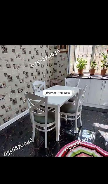 ders masa: Mətbəx üçün, Yeni, Açılmayan, Dördbucaq masa, 4 stul — 2