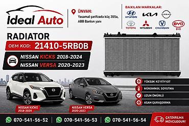 vaz radiator: Ideal Auto – Radiator OEM kodu: 21410-5RB0B Uyğunluq: - Nissan Kicks — 1