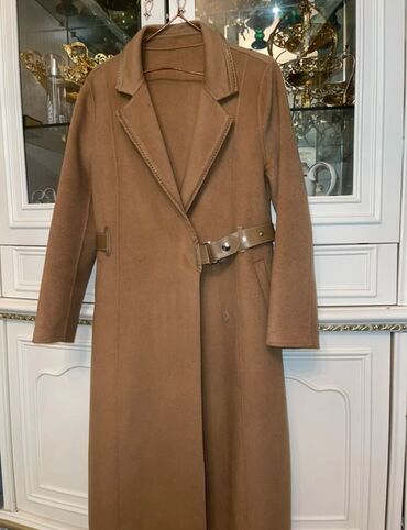 Пальто: Пальто, Классика, Зима, Овечья шерсть, Длинная модель, Приталенная модель, С поясом, Без подкладки, L — 3