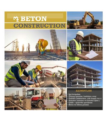 Tikinti işləri: Beton Construction • Bina fundamenti və mərtəbəyə qədər • İşçi