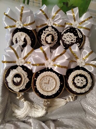 Ёлочные шары и украшения: Пластиковые шары, бархот мраморный,лепнина,стразы — 3