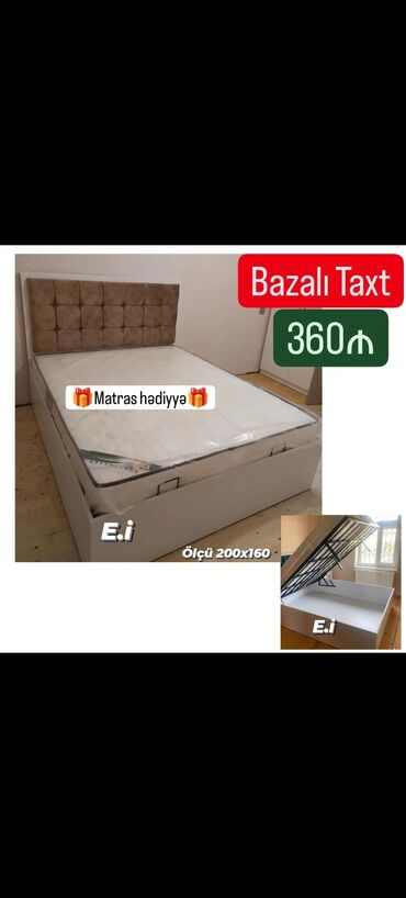 taxt çarpayi: Новый, Двуспальная кровать, С подъемным механизмом, С матрасом, Без выдвижных ящиков, Турция