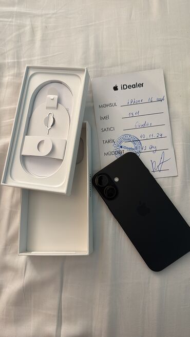 rəsmi 10c: IPhone 16, 128 GB, Black Titanium, Face ID, Zəmanət, Sənədlərlə