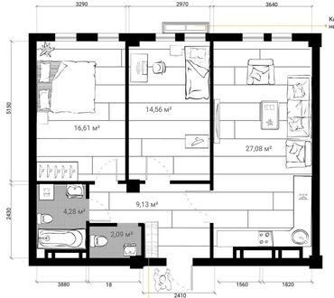переводческое агенство: 3 комнаты, 74 м², Элитка, 6 этаж, Без ремонта
