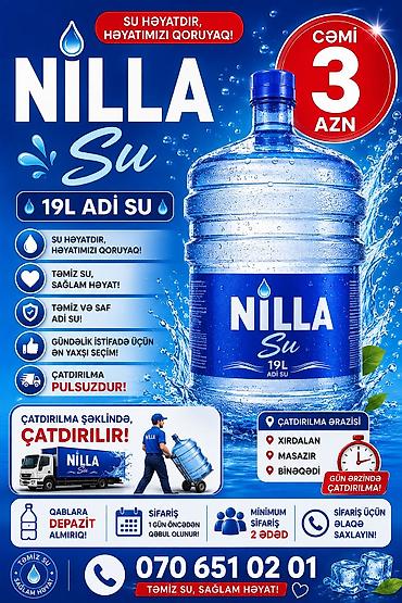 sərin su: NILLA Su – 19L adi içməli su - Təmiz və saf adi su: gündəlik istifadə — 1