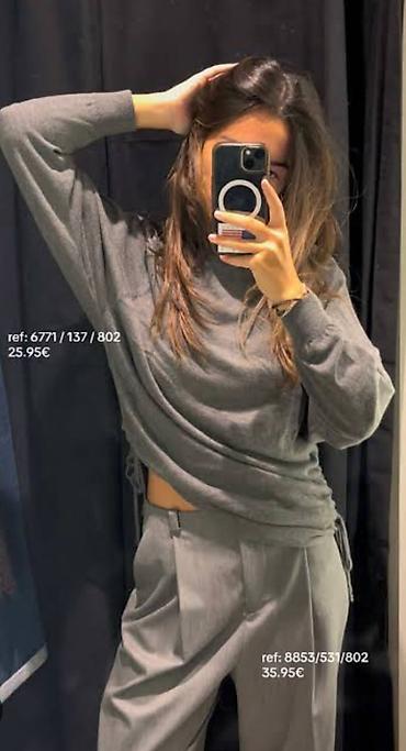 Sakoi: Žensko sivo odelo. Blejzer sa dvorednim kopčanjem - Model — 8