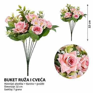 KMT 7 viljuška veštačka trava roze – 710508 Dekorativni buket sa 7