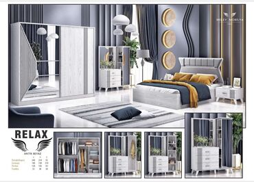 metbex ucun skaf: Двуспальная кровать, Шкаф, Трюмо, 2 тумбы, Турция, Новый