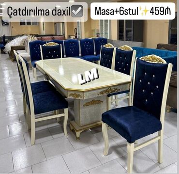 mdf qiymeti: Qonaq otağı üçün, Yeni, Açılmayan, Dördbucaq masa, 6 stul