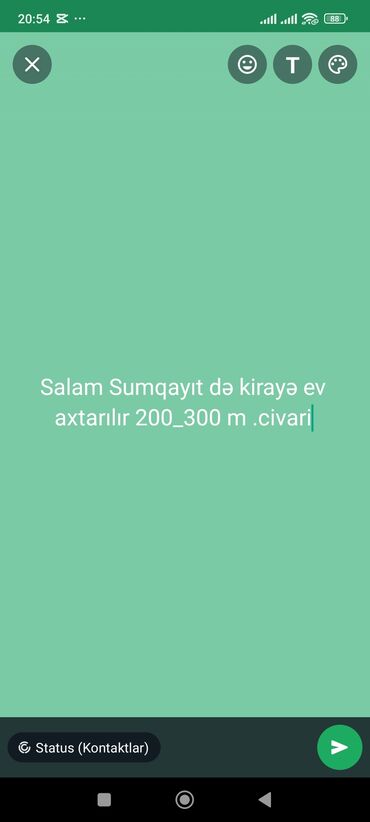 dvatsati kiraye evler: Salam2 otaqəşyali kirayə ev axtarılır