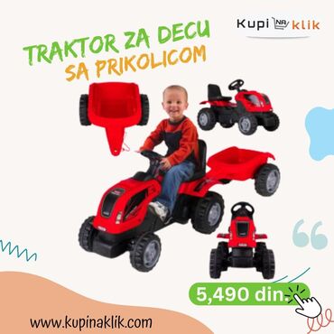 Sve za dečije igralište: Dečiji traktor sa prikolicom – pedalan - Dizajniran za vožnju na — 8