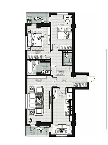 Продажа квартир: 3 комнаты, 94 м², Элитка, 2 этаж, Готовая ПСО (под самоотделку) at lalafo.kg — 12 Продажа квартир: 3 комнаты, 94 м², Элитка, 2 этаж, Готовая ПСО (под самоотделку) — 12
