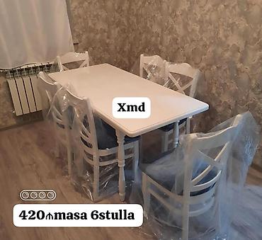 Masa və oturacaq dəstləri: Mətbəx masa dəsti - Dəst: 1 ədəd masa + 4 ədəd stul - Masa ölçüsü — 18