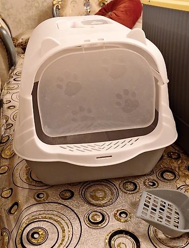 heyvan su qablari: Qapalı pişik tualeti və kürəklə birlikdə - Material: möhkəm plastik - — 1