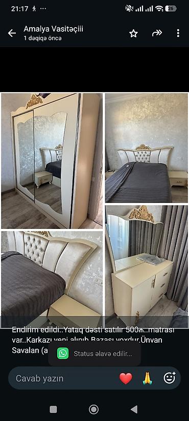 Endirim edildi. Yataq dəsti satılır 500₼. matrası var. Karkazı yeni lalafo.az -da Endirim edildi. Yataq dəsti satılır 500₼. matrası var. Karkazı yeni