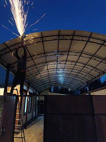 Мебель: Кованый навес с арочным каркасом под поликарбонат - Конструкция — 2