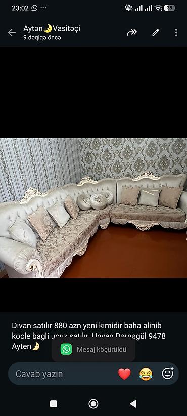 Divan satılır 880 azn yeni kimidir baha alinib kocle bagli ucuz