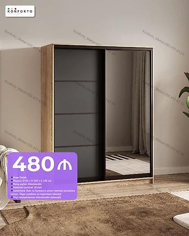 Kupe Dolab - Ölçü: D 55 × H 200 × E 160 sm - Material: Laminat 18 mm