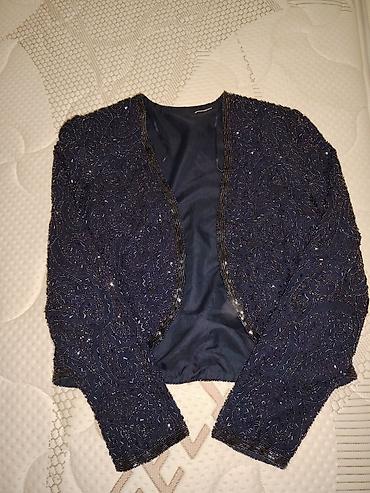 saten bolero: Elegantni bolero/sako za večernje prilike - Boja: tamno plava (night — 3