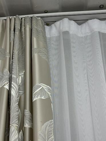 bed sheets: Комплект штор, Сатин, С тюлем в комплекте, Изготовление на заказ, Новый, Для зала — 3