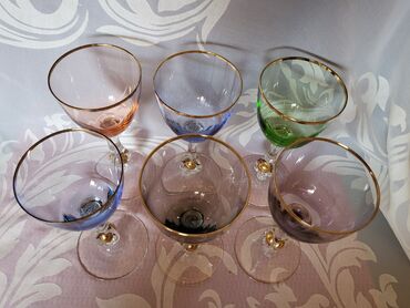 Čaše: Case za vino kristal,rucni rad Bohemija 1950godina +. Case komada 6 — 12