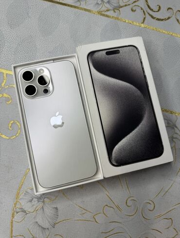 айфон 7 чехлы: IPhone 15 Pro Max, Колдонулган, 256 ГБ, White Titanium, Каптама, Куту, Кабель, 87 %
