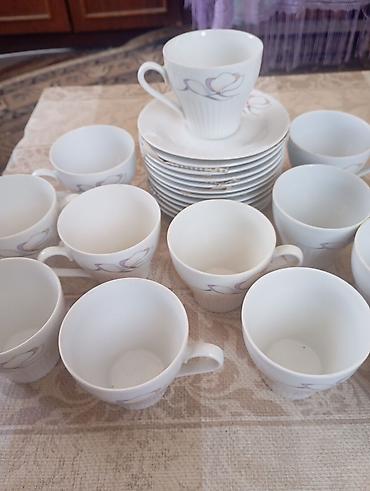Qab-qacaq və mətbəx ləvazimatları: Çay dəsti, rəng - Ağ, Farfor — 2