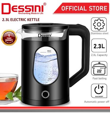 Elektrik çaydanları: Elektrik çaydan Dessini, 2.1 - 2.5 l, Yeni, Ünvandan götürmə, Pulsuz çatdırılma, Ödənişli çatdırılma