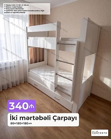 İki mərtəbəli çarpayı – 80×180×180 sm - Ölçülər: D 80 × H 180 × E 180