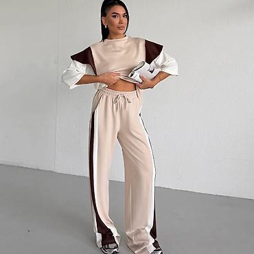 lil solid accessories: Ženski komplet trenerke – bluza i pantalone širokog kroja - — 8