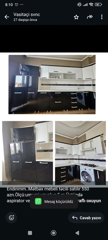 QAZ: Endirimm. Mətbəx mebeli təcili satılır 550 azn.Ölçü:umumi uzunluq 5