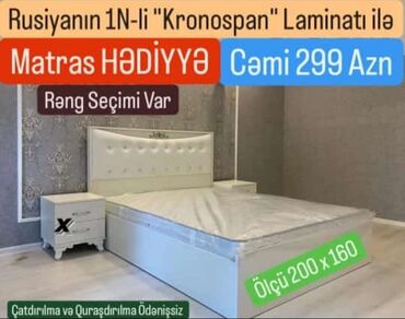 taxt basliqlari: Новый, Двуспальная кровать, Без подьемного механизма, С матрасом, Без выдвижных ящиков, Азербайджан