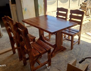 taxta stol stullar: Новый, Прямоугольный стол, 4 стула, Со стульями, Дерево