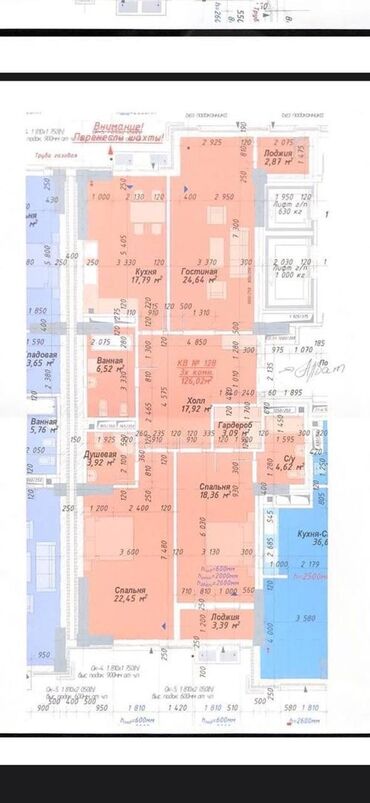 купить квартиру в бишкеке элитка: 3 комнаты, 128 м², Элитка, 10 этаж, ПСО (под самоотделку)